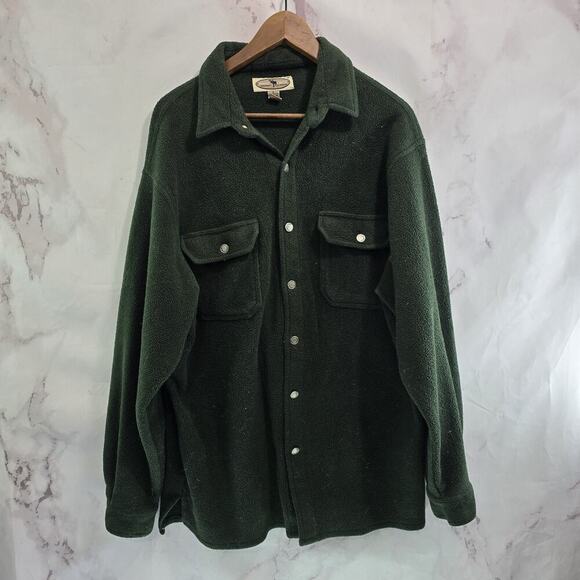 Vintage Shirt Jacket Mens XL Fleece Green 90s Button Shacket Moose Creek - Picture 1 of 11